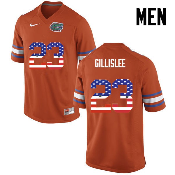 Florida Gators Men #23 Mike Gillislee College Football Jersey USA Flag Fashion Orange